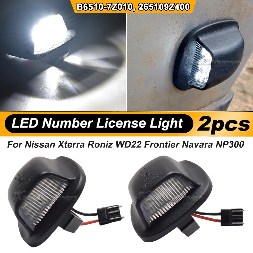 2Pcs LED License Number Plate Light For Nissan Xterra（Roniz）WD22 1999-2004 For Frontier Navara NP300 D22 1998-2004