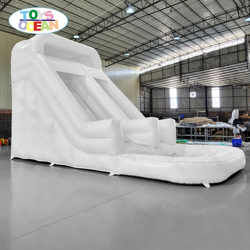 Custom Commercial Outdoor PVC Kids Slide Pool Solid Color Inflatable Water Slide Toy Includes Blower Repair Accessory Double