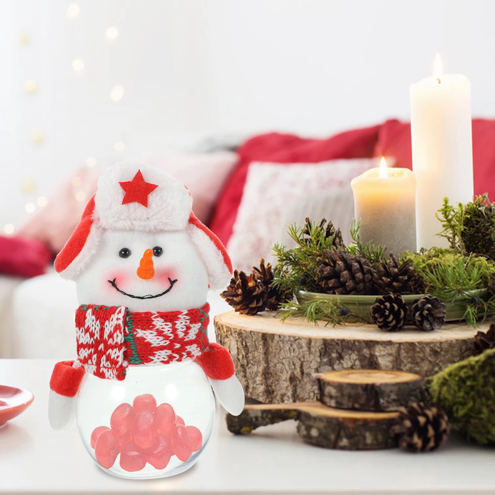 1 قطعة سلة حلوى رجل الثلج البلاستيك الشفاف عيد الميلاد الحلوى تخزين جرة عطلة هدية حفلة لصالح ديكور البسكويت حالة جرة عيد الميلاد موضوع #1