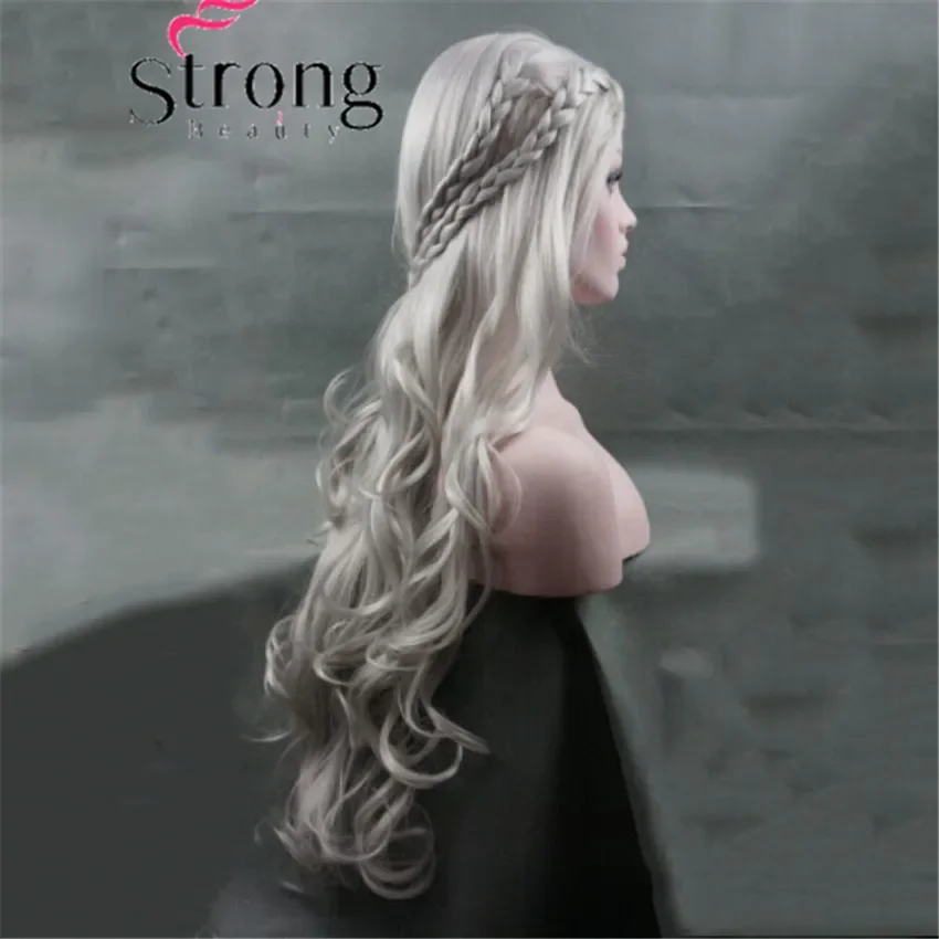 StrongBeauty Long Wavy Silver Cosplay wig Costumes Hair Wig