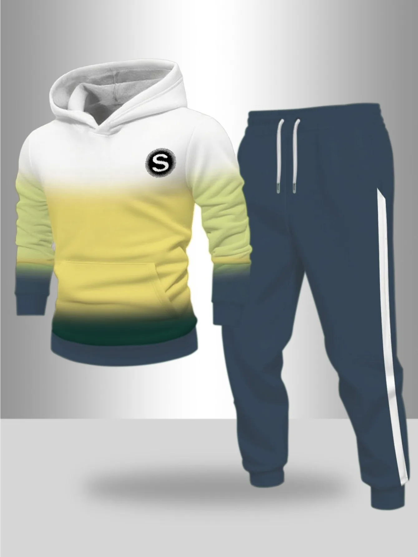 Traje deportivo con capucha y impresión digital para hombres europeos y americanos: tela de sudadera agradable para la piel de alta calidad