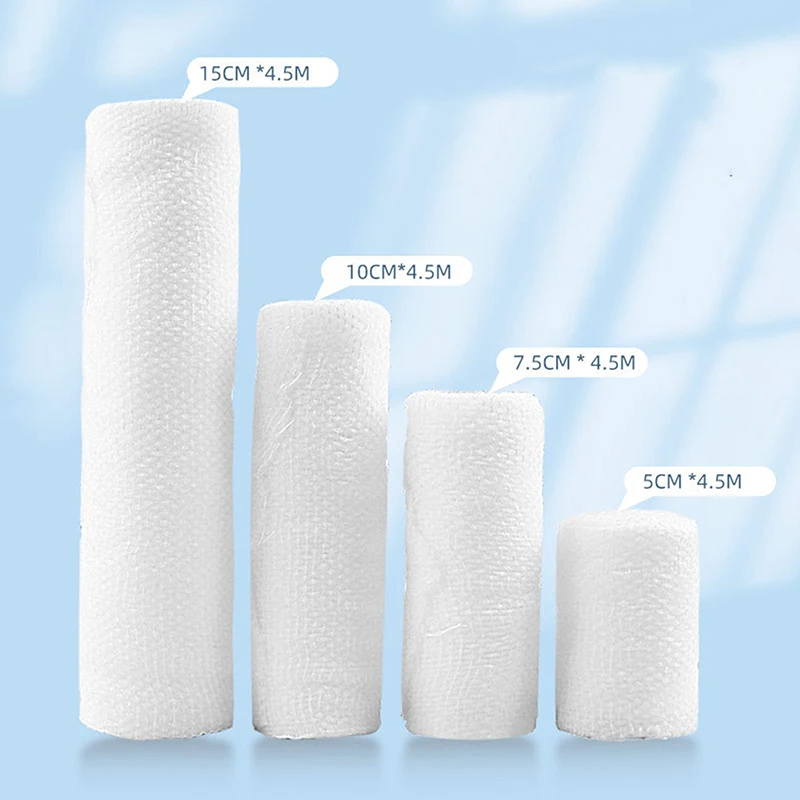 1 Roll Elastic Gauze Bandages Mesh Tie Bandage Wound Dressing Plaster 5cm/7.5cm/10cm/15cm X 4.5m Skin Friendly Breathable Patch