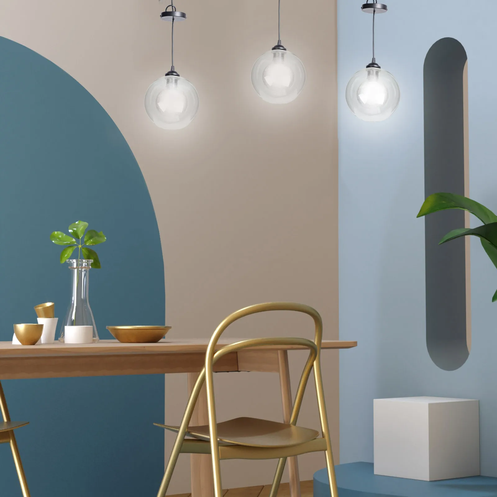 Glass LampShade Sphere G9 Round Ball Lamp Cover Double Layer Durable Lighting Fixture for Ceiling Fan Chandelier Glass LampShade