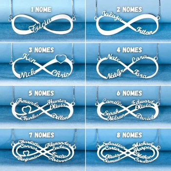 Spersonalizowane naszyjniki ze stali nierdzewnej z imieniem dla kobiet Tabliczka z napisem nieskończoność Naszyjnik przyjaźni Biżuteria Prezenty dla członków rodziny