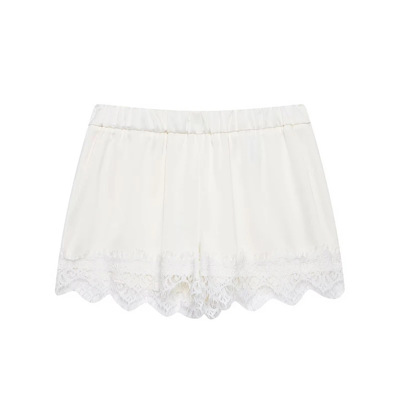 

2026 Lace Edge Anti-Exposure Silk Satin Shorts Women's Lightweight Summer Home Casual Safety Shorts