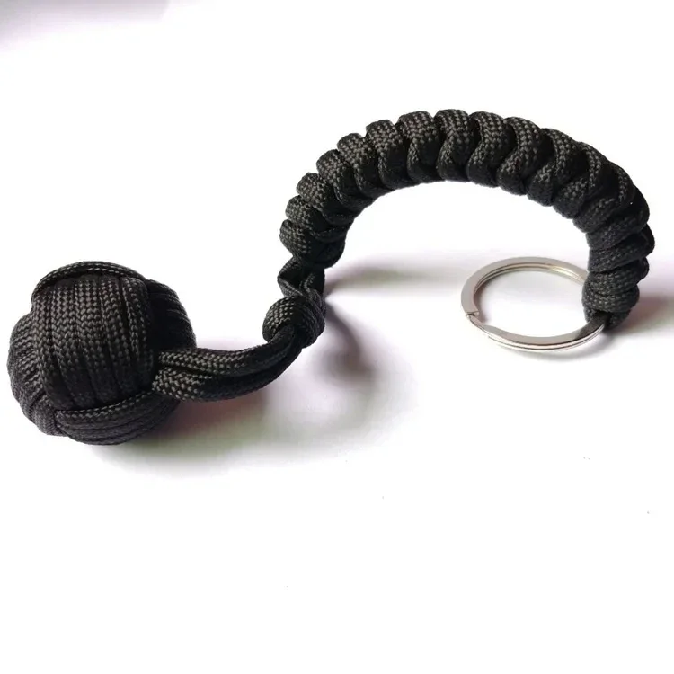 Hoge kwaliteit outdoor zelfverdediging aapvuist stalen kogel paracord sleutelhanger survival veiligheidsbescherming accessoires paracord uitrusting