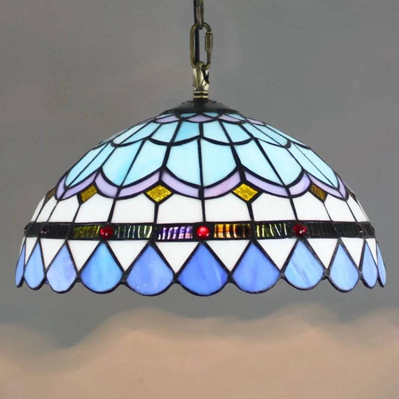 CREATIVE STAINED GLASS MEDITERRANEAN RESTAURANT CHANDELIER BEDROOM BALCONY AISLE LIGHT 30CM