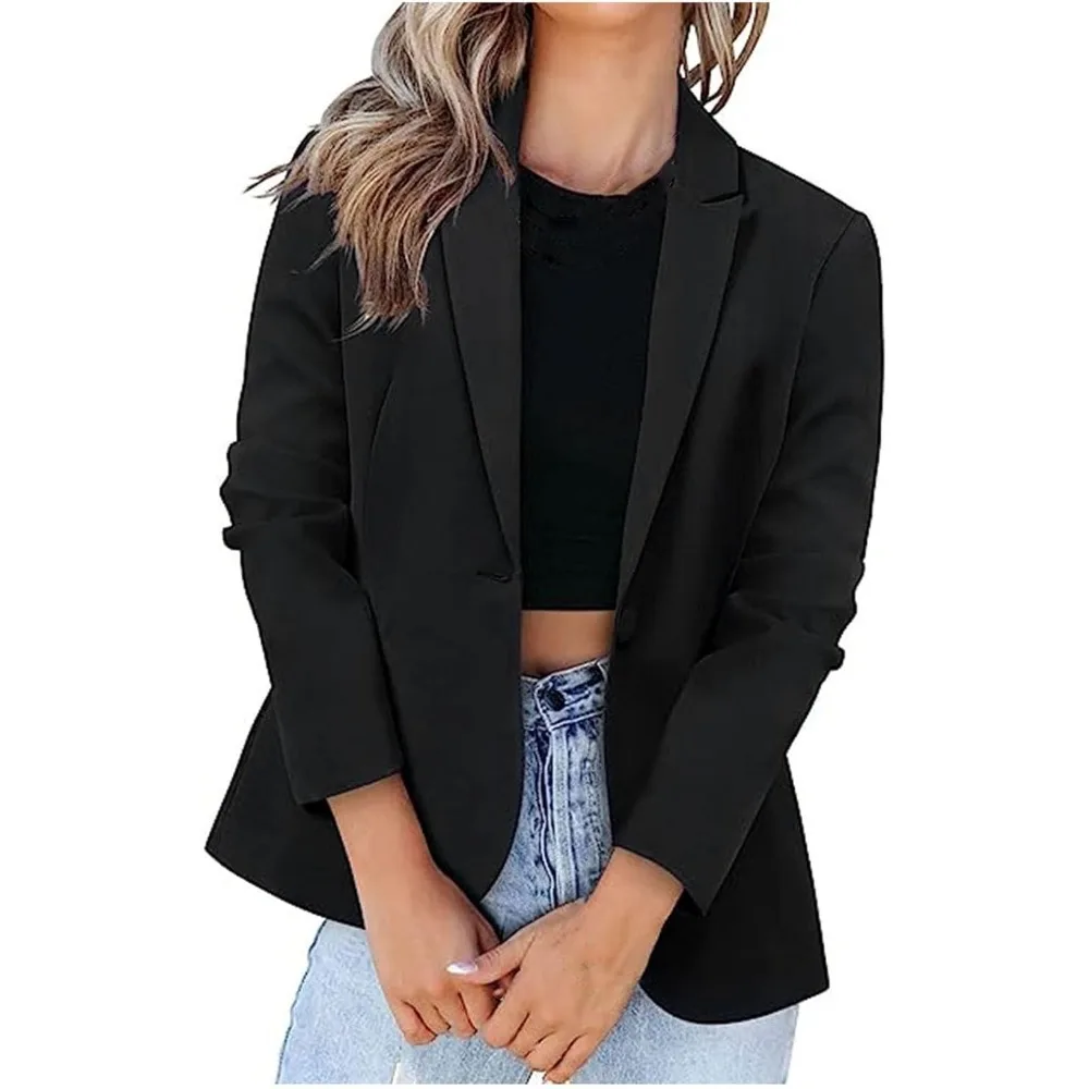 

Comfort Stretch Blazer for Women | Lightweight Slim Fit Long Sleeve Business Jacket with Pockets