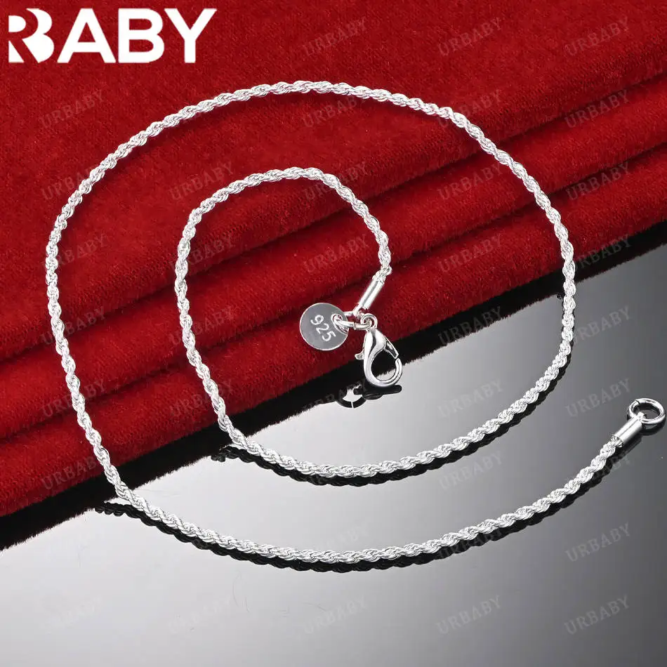 

URBABY 925 Sterling Silver 45cm Thin Chain Necklace For Women Men Anniversary Gift Popular Wild Fashion Romantic Jewelry