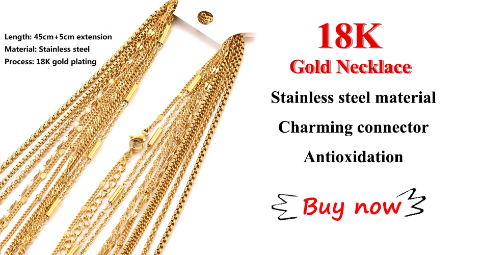 10 Stück Edelstahl DIY Kette, PVD Goldplattiert, O-Form, Rolo-Glieder, Kubanische Lange Halskette für Damen, Anhänger-Schmuck, Großhandel – Detail 3