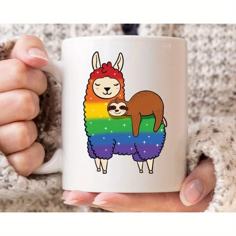 Llama Sloth Mug, Funny Animal Coffee Cup For Llama Sloth Lovers, Cute Alpaca Sloth Gift For Lazy Men Women, Sleeping  Mug