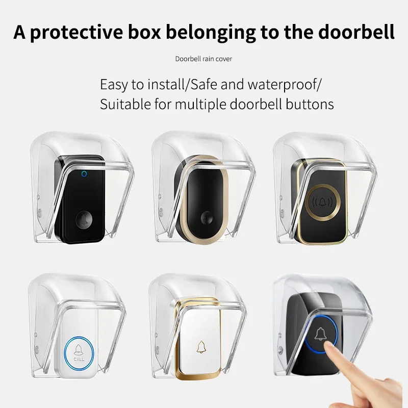 CACAZI Outdoor Doorbell Button Waterproof Cover Wireless Ring Chime Button PC Transparent Raincover for Home Case Protect Button images - 6