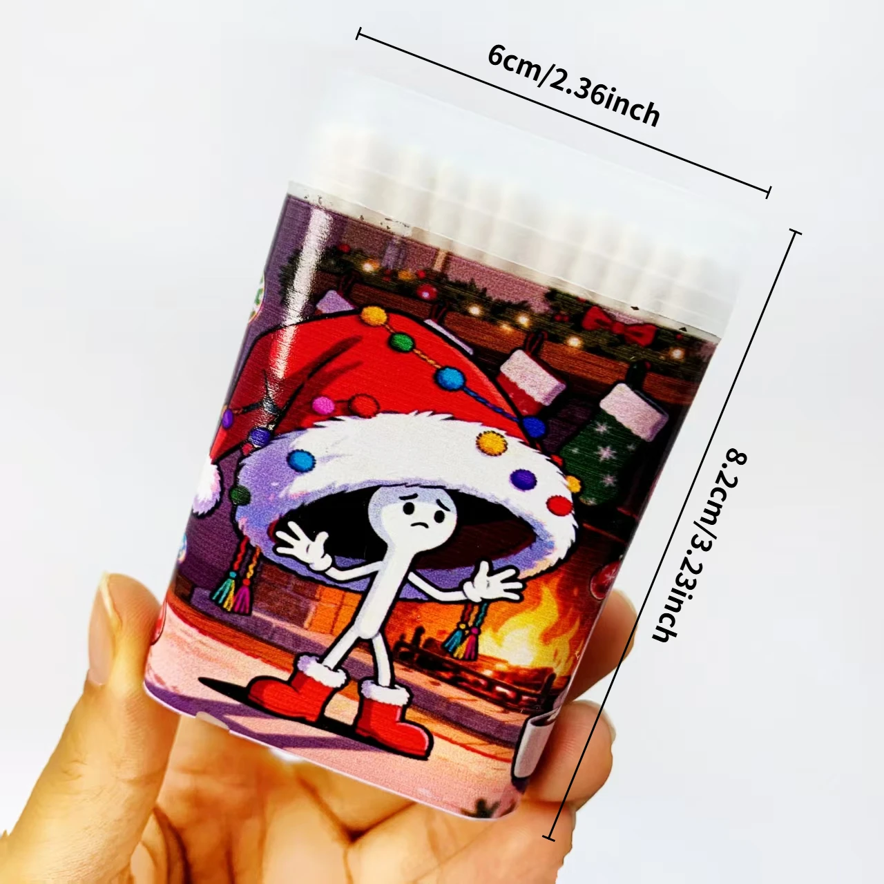 100개/200개 크리에이티브 크리스마스 듀얼 엔드 면봉, 일상 가정용 슬림 스틱 면봉