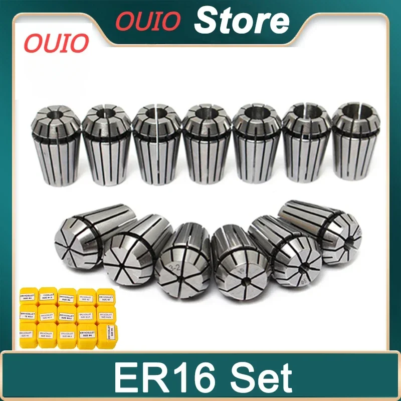 ER16 Collet Set10PCS Spindle Chuck Set 1-10mm ER16 Chuck 1 2 3 4 5 6 7 8 9 10mm 1/4 1/8 CNC Machining ER11 ER16 ER20 ER25