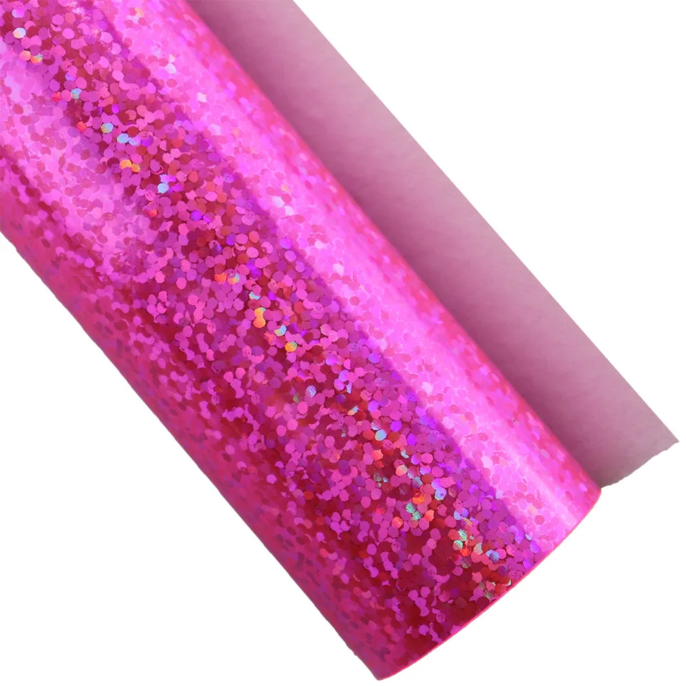 Mirror Iridescent Holographic Glitter Power Faux Synthetic Leather Fabric For Bows Earring Decoration DIY CN406