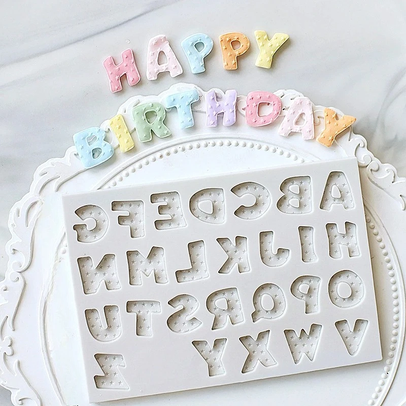 

3d Numbers Silicone Molds Uppercase and Lowercase Letters Texture Digital Fondant Candy Chocolate Mould Cake Decorating Tools