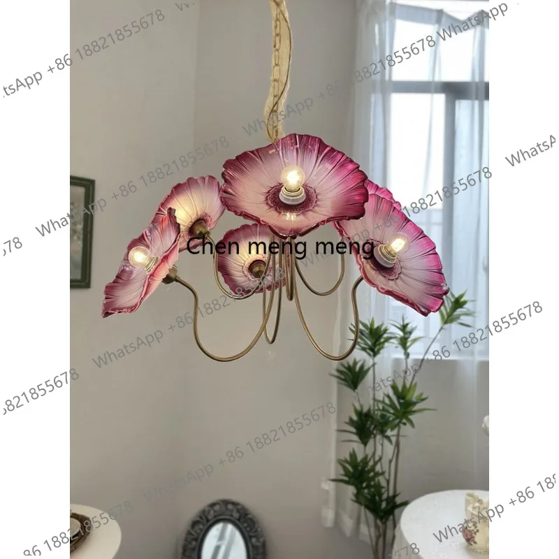 

French retro chandelier American glass living room lamp, dining room bedroom study medieval art lamp