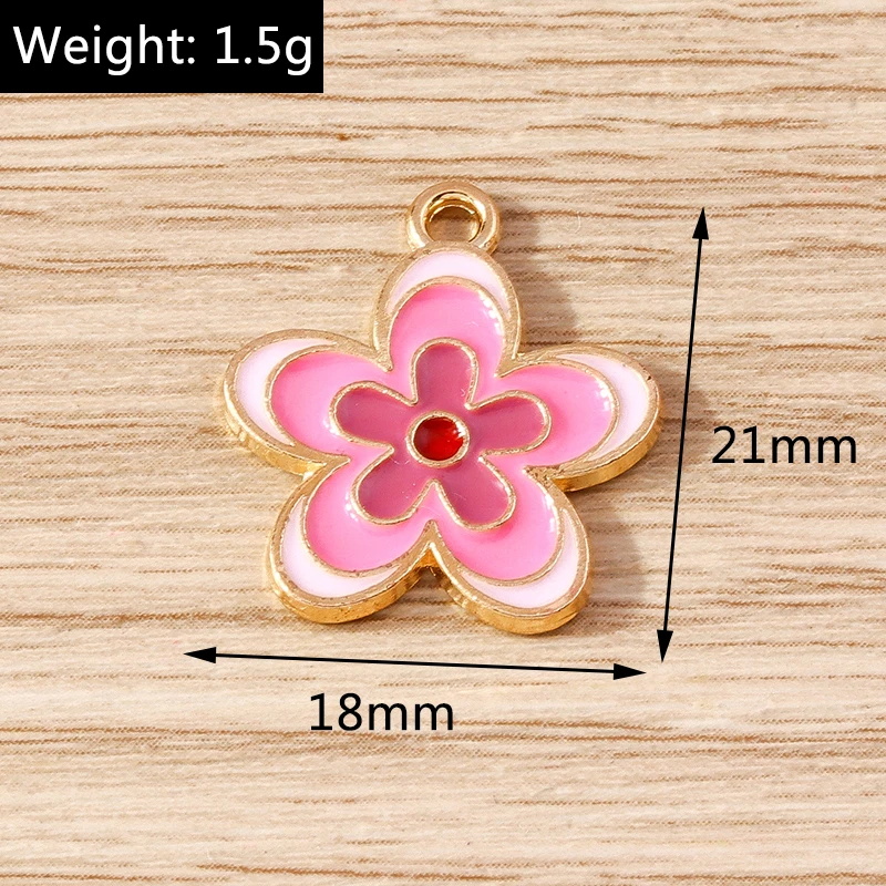 10 Stück niedliche, bunte Emaille-Blumenanhänger zum Basteln von Anhängern, Halsketten, Ohrringen, Armbändern, DIY-Bastelarbeiten und Schmuckzubehör – Detail 9