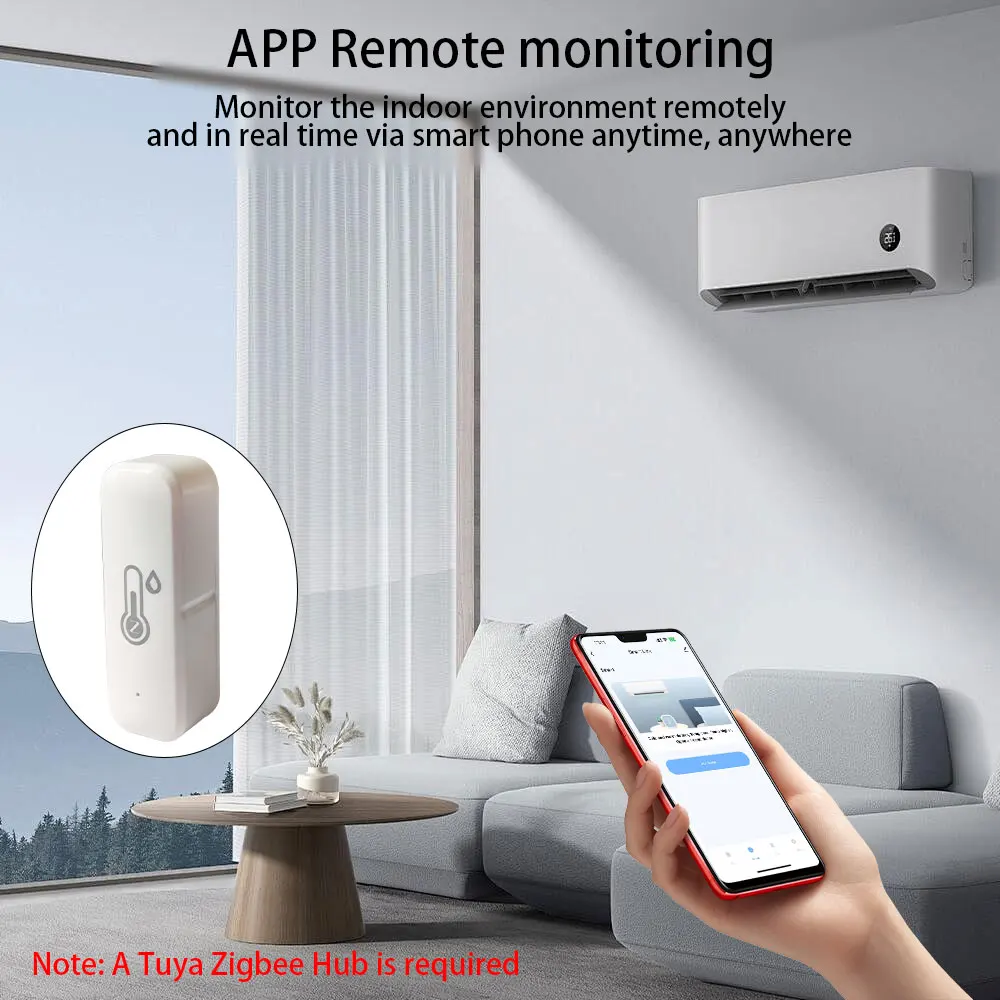 Tuya Zigbee Smart Temperature Humidity Sensor Indoor Hygrometer APP Remote Control Works With Alexa Google Home Smart Home