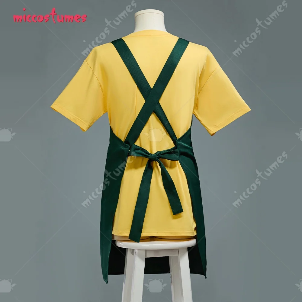 Miccostumes Anime Sakamoto Taro Cosplay Costume T-shirt with Apron and Badge Halloween Cosplay Costume - Image 4