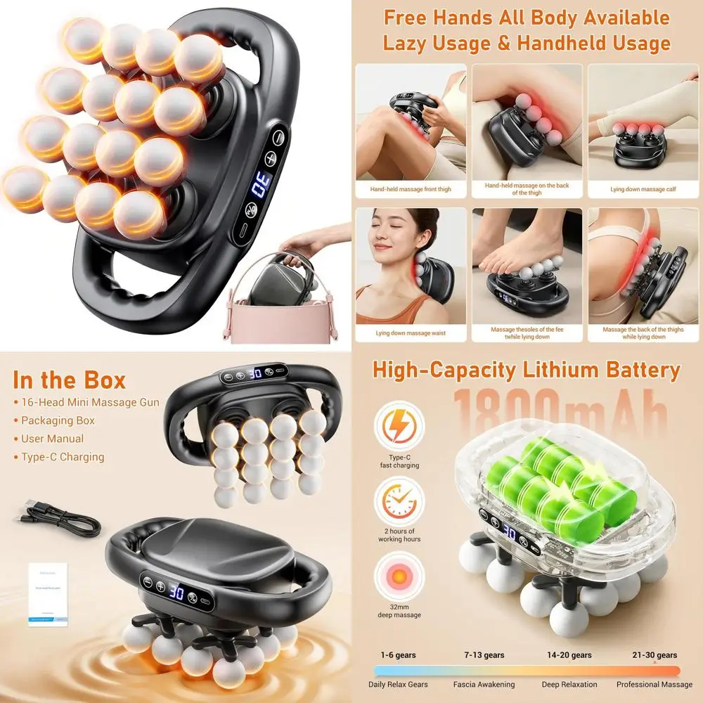 Masajeador Portátil de Tejido Profundo: Regalo Ideal para el Día de San Valentín para Aliviar Dolores Musculares en Espalda, Hombros y Piernas