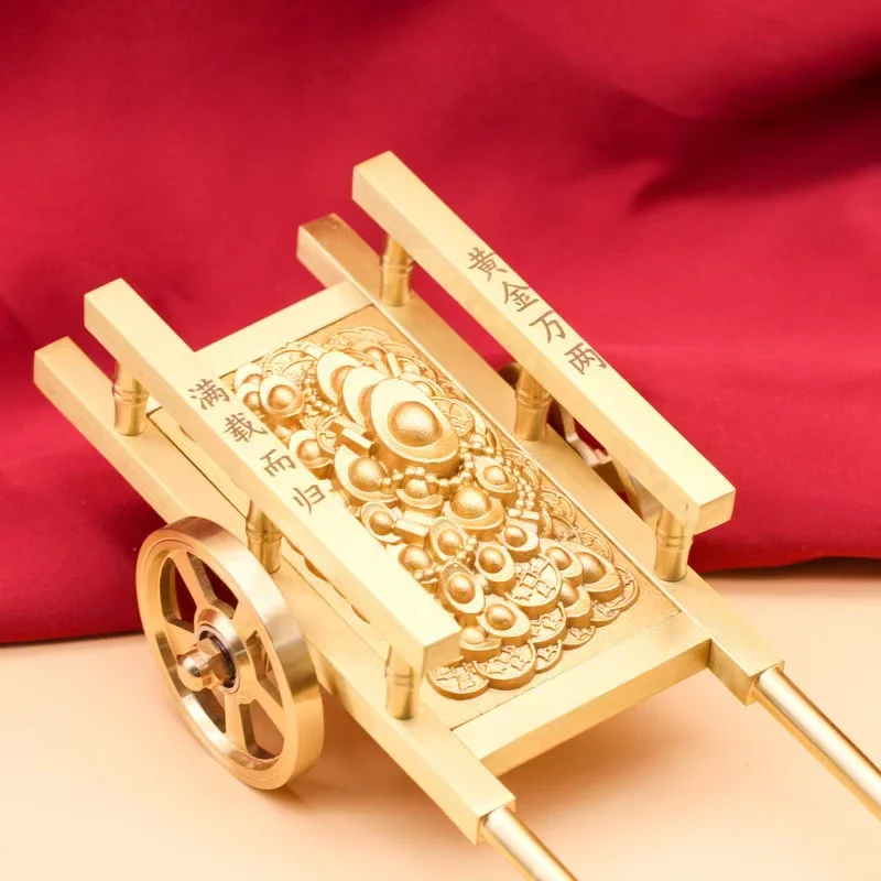 New Design Brass Plate Car Gold Yuanbao Handcart Nostalgic Home Office Shop Decoration Gifts Lucky Vintage Opening Ornaments