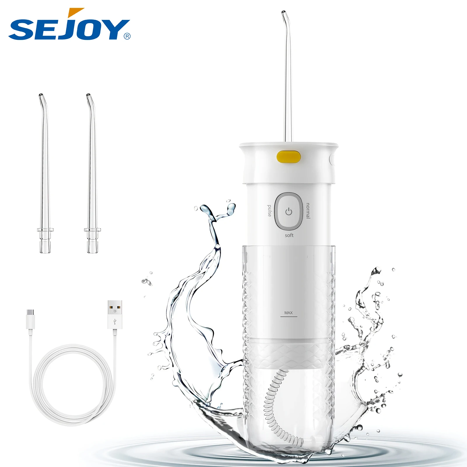 

Ирригатор для полости рта Sejoy, зубная ирригатор, 3 режима, портативный перезаряжаемый импульсный водоструйный IPX7, водонепроницаемый инструмент для чистки зубов