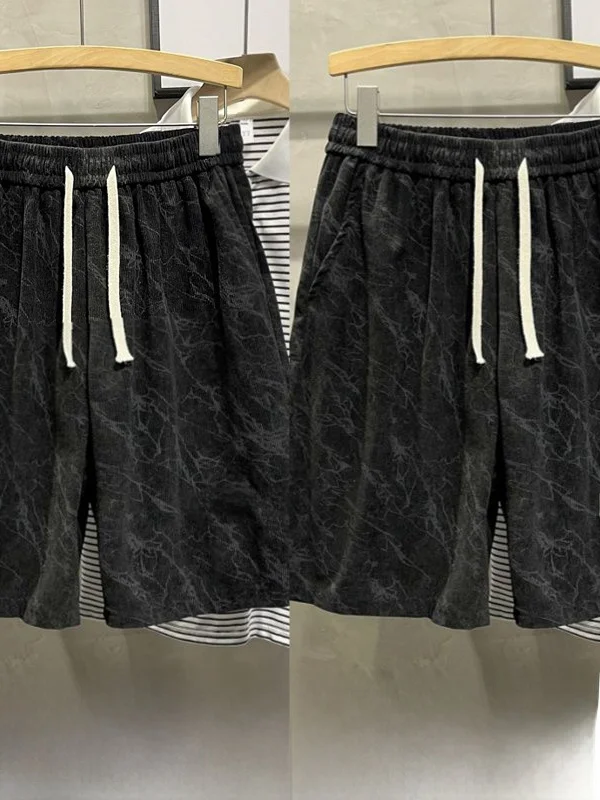 شورت رجالي أمريكي بتصميم ريترو مصبوغ، جديد للصيف، فضفاض بقصة مستقيمة، بنطلون كاجوال عصري بمقاسات كبيرة، بنطلون خماسي الطول