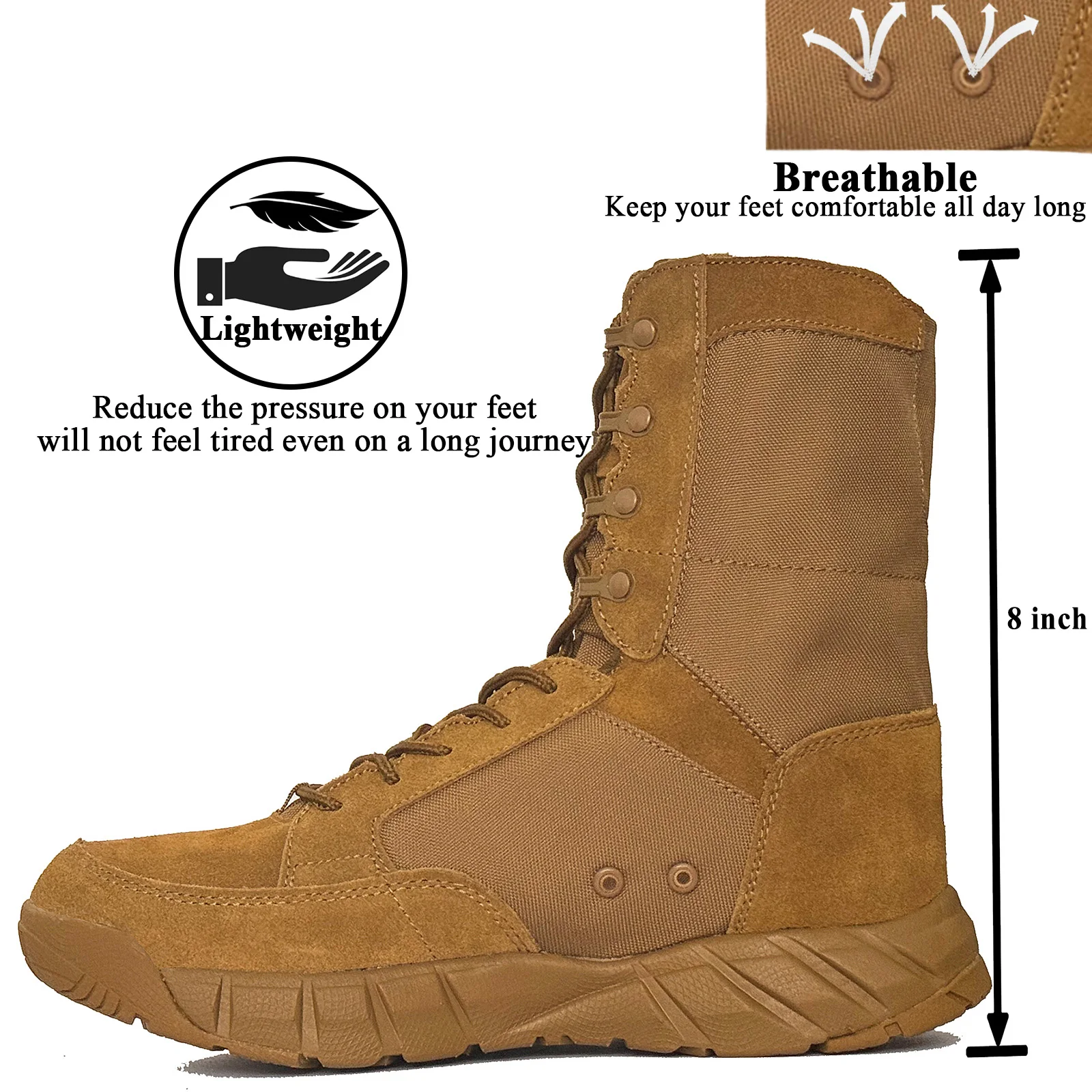 LAHORS, botas tácticas ligeras originales para hombre con cremallera, entrenamiento de combate, cordones, impermeables, zapatos transpirables para senderismo al aire libre