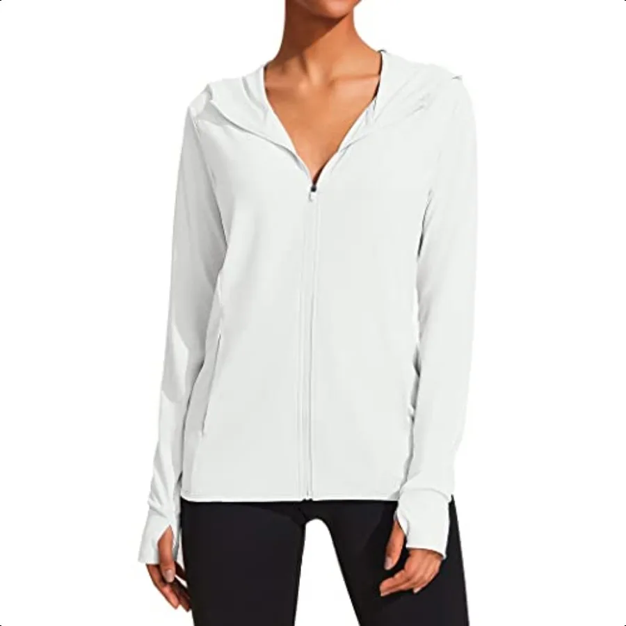 

COOrun Women's UPF 50+ Sun Protection Hoodie Jackets Full Zip Long Sleeve Active Shirts Outdoor Hiking Running