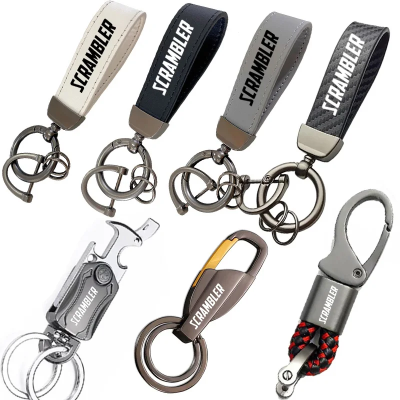 

For Ducati Scrambler 800 1100 ICON 800 400 1200 Metal Leather keychains Motorcycle Accessories