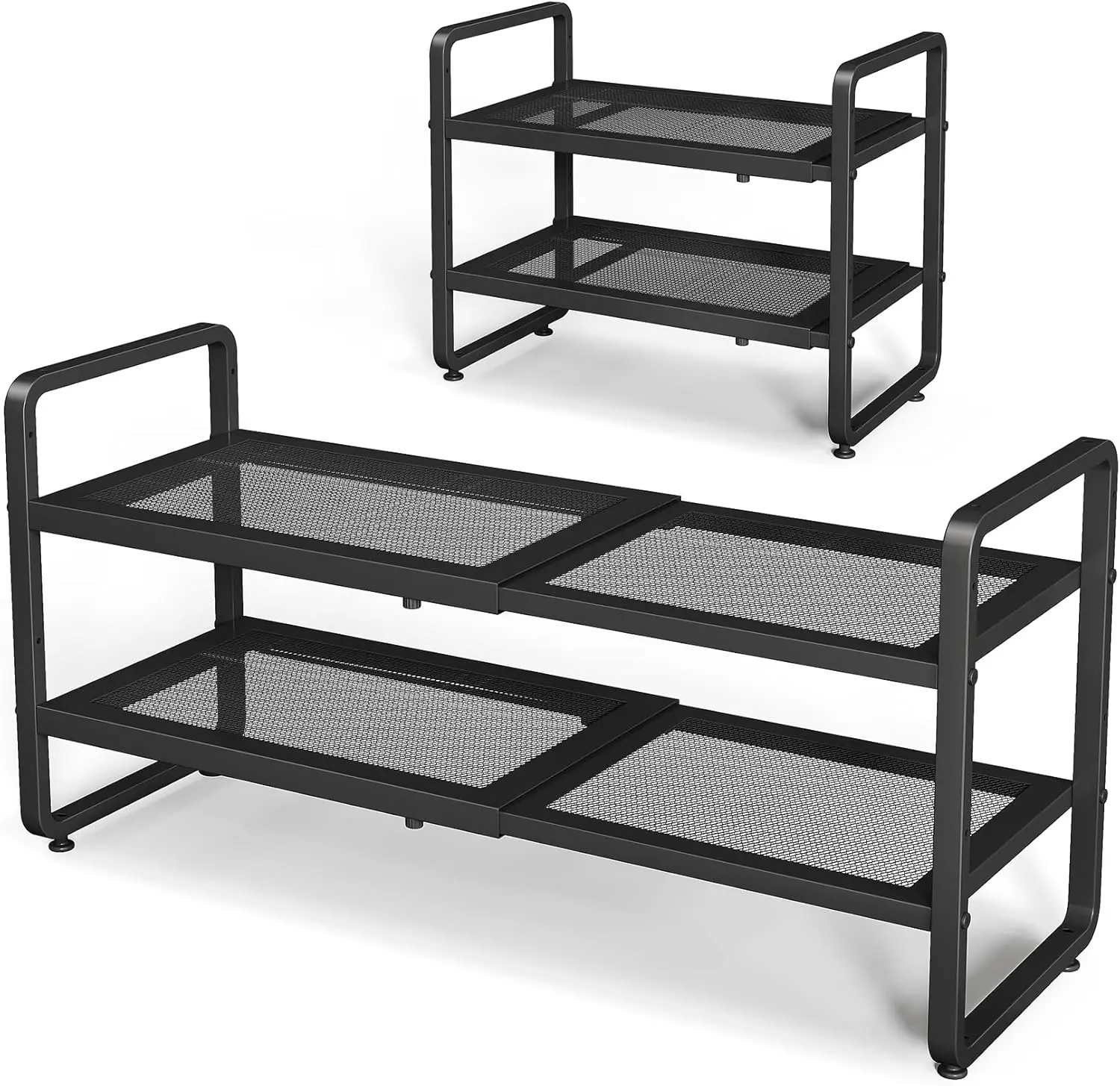 

Expandable Metal Shoe Rack, Adjustable 2-Tier Closet Organizer for Garage, Entryway, Door Entrance – Black