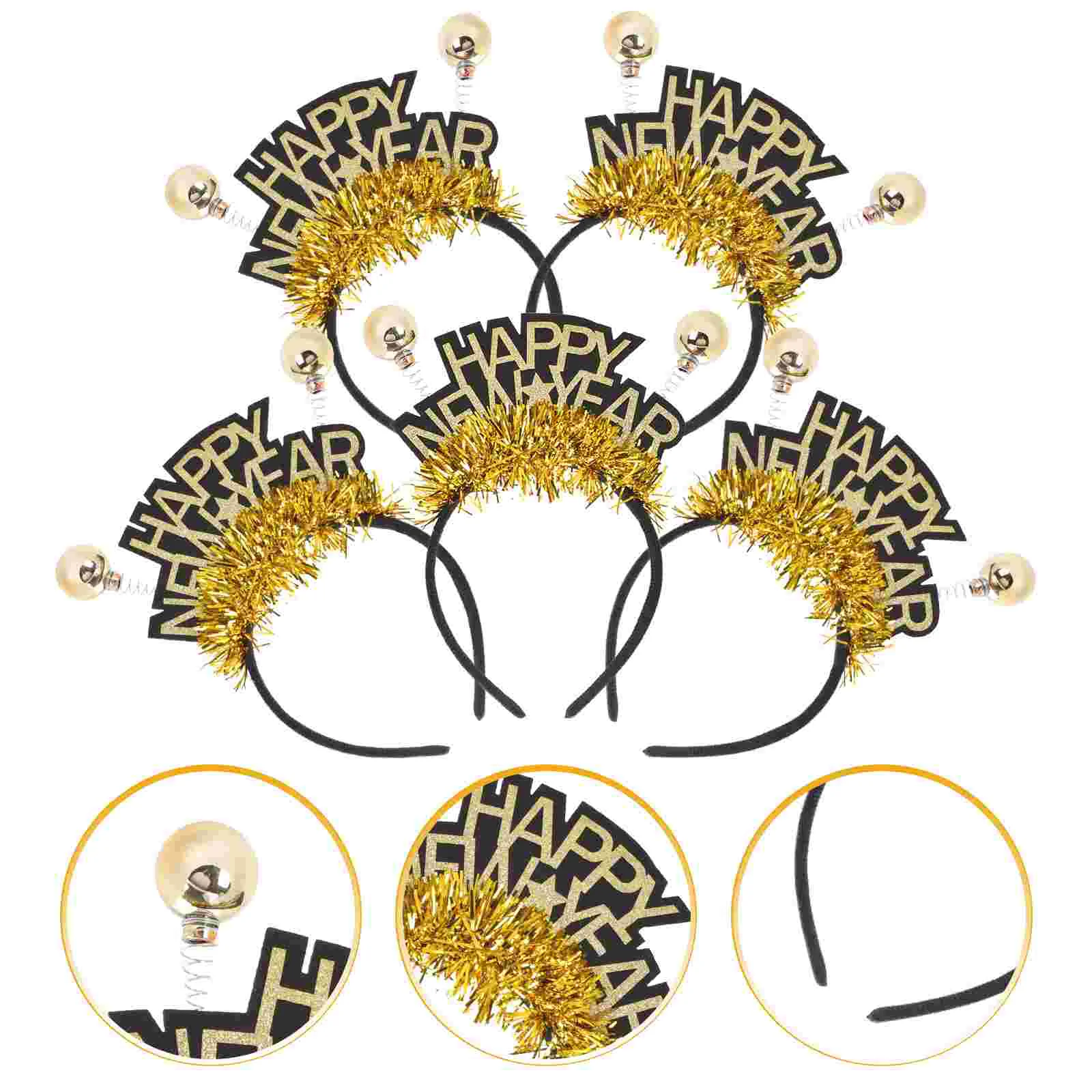 5 Pcs Hair Toppers New Year Headband Delicate Years Funny Hairband Happy Decor Reusable Photo Booth Props Golden Miss