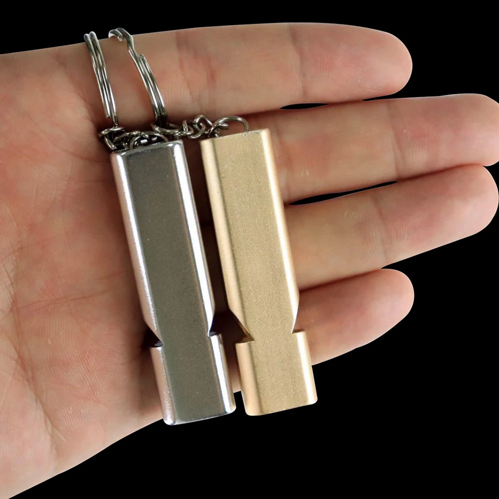 صفارة رياضية خارجية بصوت عالٍ، صفارة معدنية ذات أنبوب مزدوج، خفيفة الوزن للتدريب على المشي لمسافات طويلة والتسلق #3