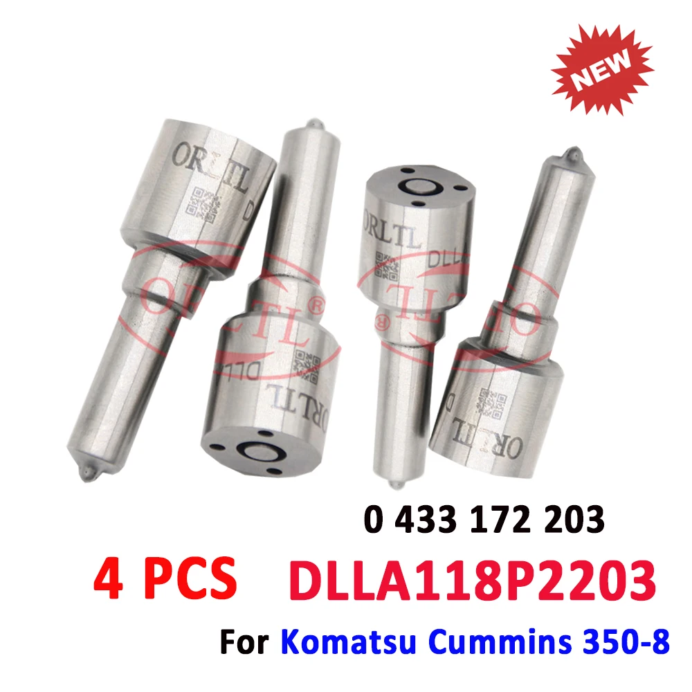 

ORLTL 4PCS DLLA118P2203 Fuel Injector Nozzle 0 433 172 203 Diesel 0 445 120 236 0445120125 For Komatsu Cummins 3965721 4940170