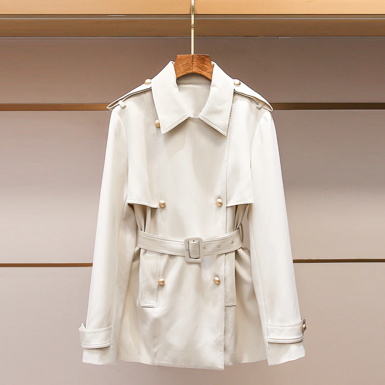 

Приталенное короткое пальто в стиле Нью-Ингленд, двубортное, с утяжкой на талии, осенне-зимнее, модное, женское, для повседневной носки, в корейском стиле, ветрозащитное.