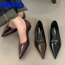 Female Slip On Footwear Pumps Ladies Low Heel Shoes Casual Pointed Toe Fashion Shallow Elegant Women Heeled Shoes Slides