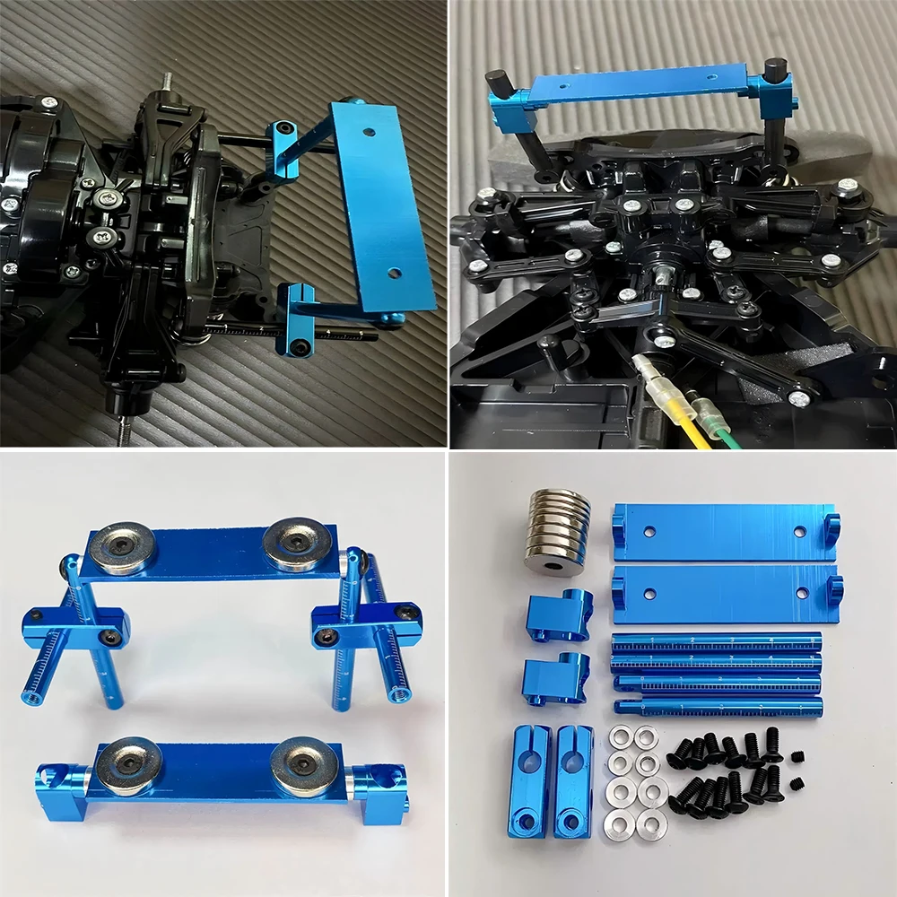Upgraded Aluminum Magnetic Concealed Body Shell Mount with Ruler Scale Adjustable for Tamiya TT01 TT02 RC Car - Upgrade Accessor