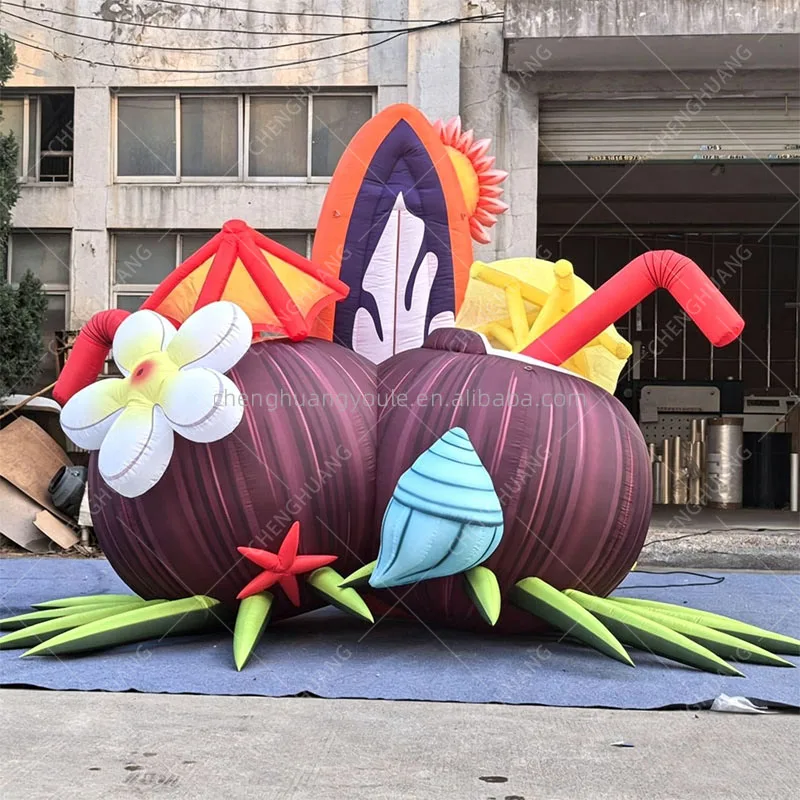 Giant Inflatable Coconut Tree, Hawaiian Beach Decor Props for Summer Seaside Pool Party & Outdoor Events