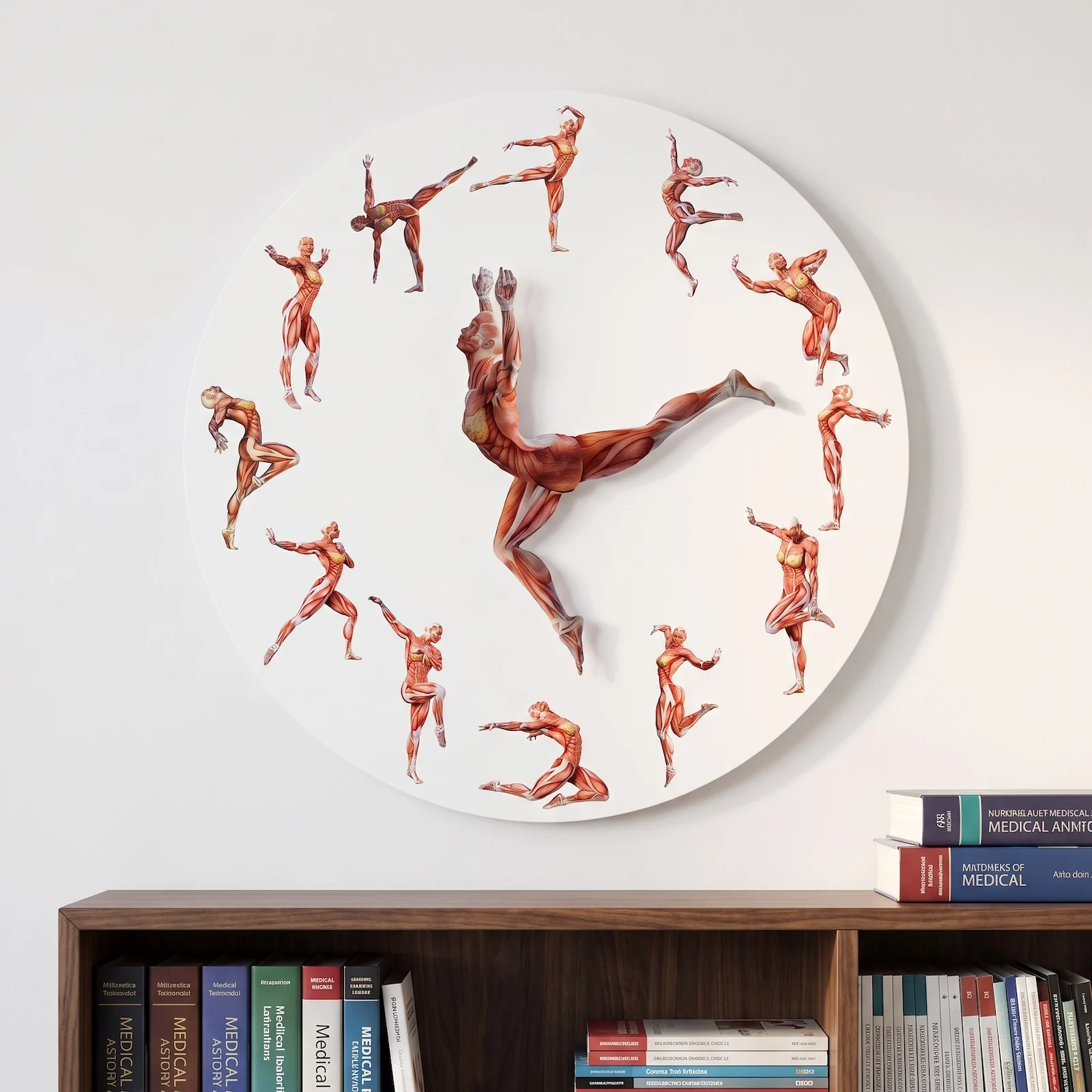 Anatomical Human Muscle Figure Wall Clock Novelty Anatomy Art 3D Muscular Body Wall Clock for Gym Studio Medical Student Gift