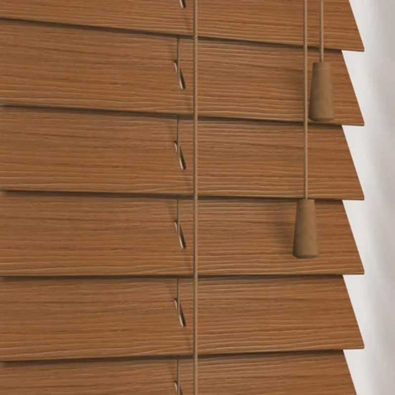 Smart lithium battery electric artificial wood blinds, for home offices and hotels, best quality, Chinese factories