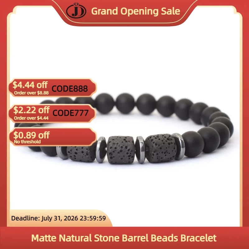 1 Pc Natural Tiger Eye White Turquoise Flame Lava Stone Barrel Bead Bracelet Healing Energy Jewelry for Protection Luck Gift