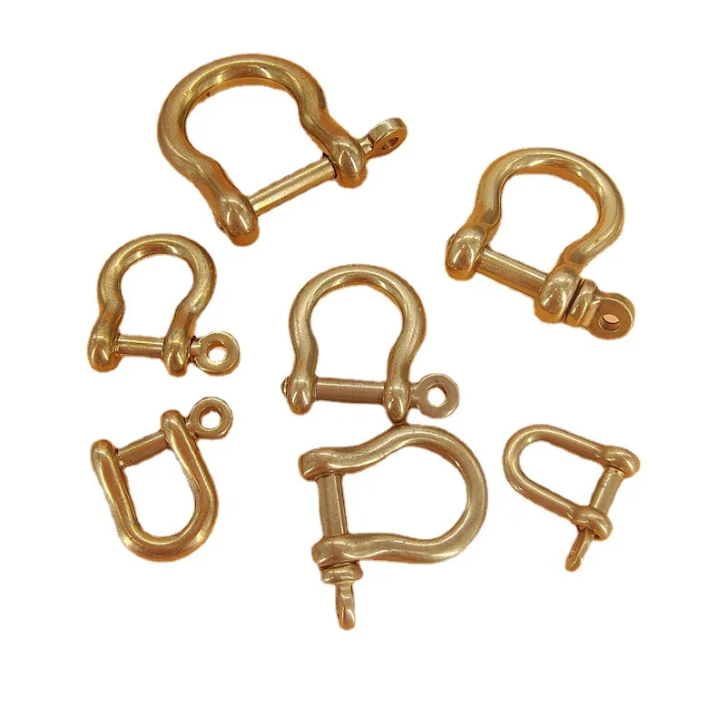 Solid Brass Carabiner D Bow Shackle Fob Key Ring Keychain Hook Screw Joint Connector Buckle