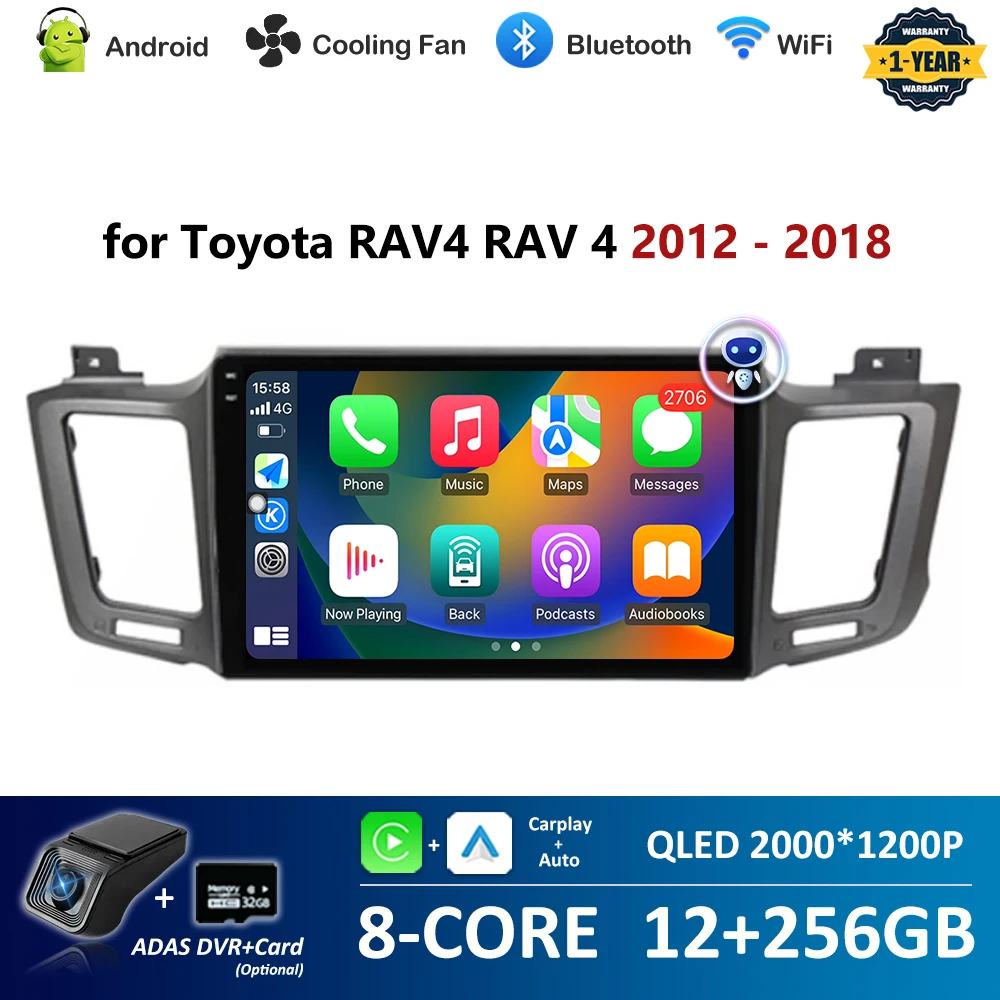 

Navigation GPS 4G Carplay 10.1 '' for Toyota RAV4 RAV 4 2012 - 2018 BT Touch Screen WiFi Android OS Car Video Multimedia Player