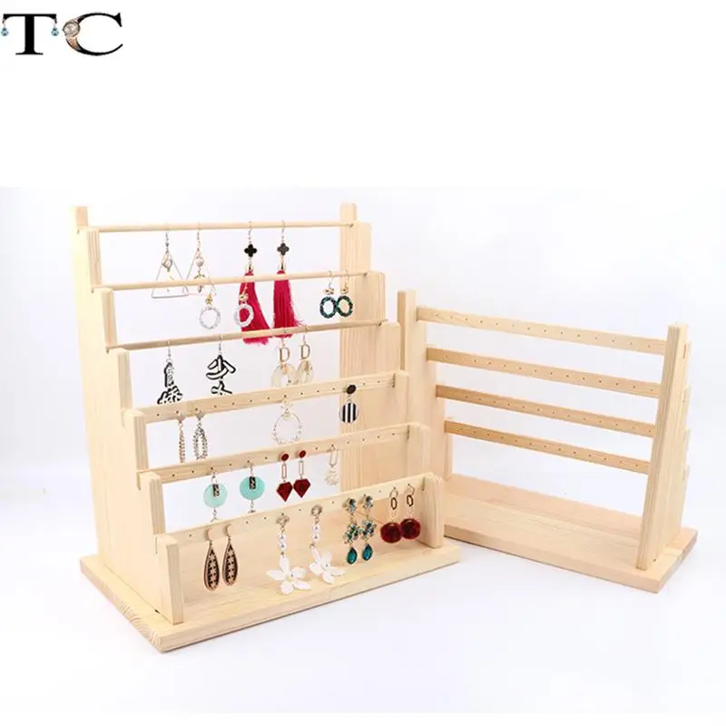 Solid Wood Earring Stud Display Rack Multi-Layer Detachable Log Earring Rack Hanging Earring Card Rack Large Earring Rack