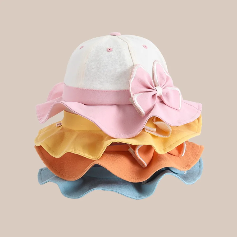 New Bowknot Baby Sunshade Fisherman Hat UV Protection Casual Bow Fisherman's Hat Wide Brim Princess Wind Awning Bowl Hat