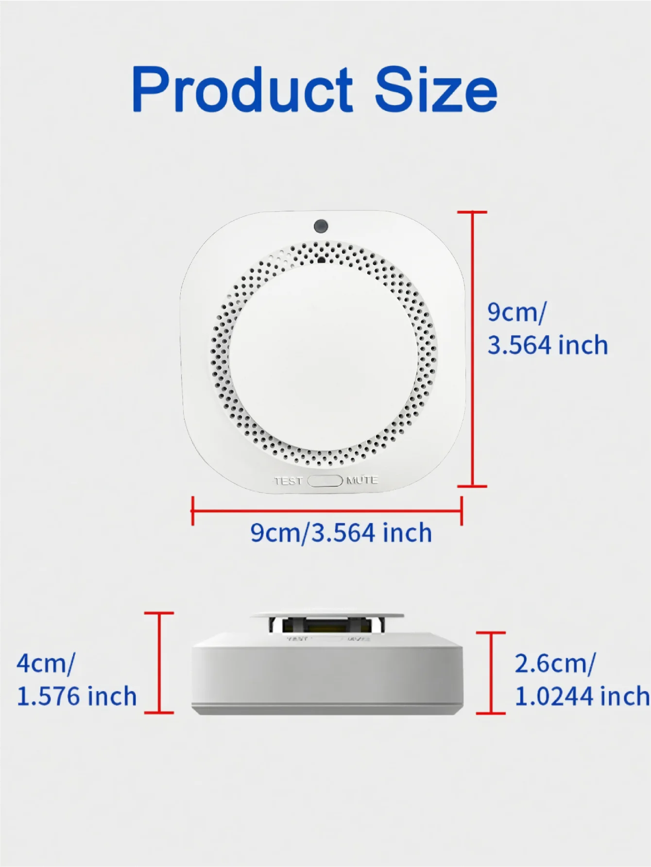 إنذار دخان لاسلكي مع إنذار صوت وضوء LED، تذكير بالبطارية المنخفضة، مستشعر الحماية من الحرائق المنزلية والتجارية (البطارية غير متضمنة)