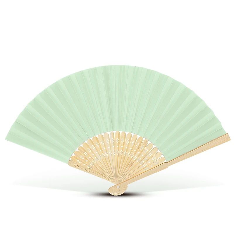 1 Piece Chinese Performance Dance Fan Folding Solid Color Plain Wood Hand Fan Bamboo Blank Hand Clack Fan