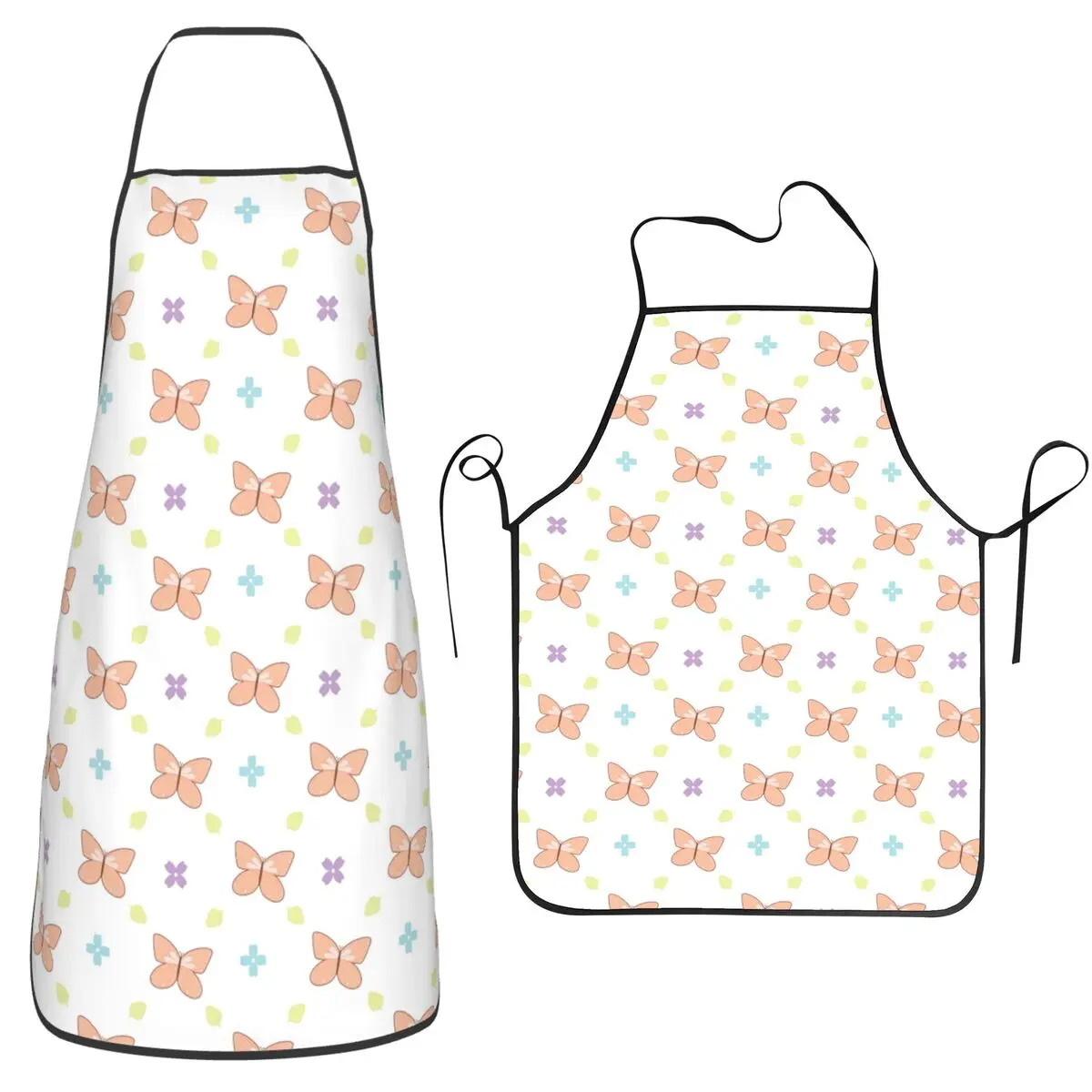 

Cute Butterfly Spring Accent Pattern Apron Chef Cooking Tablier Sleeveless Bib Kitchen Cleaning Pinafore for Women Men Painting
