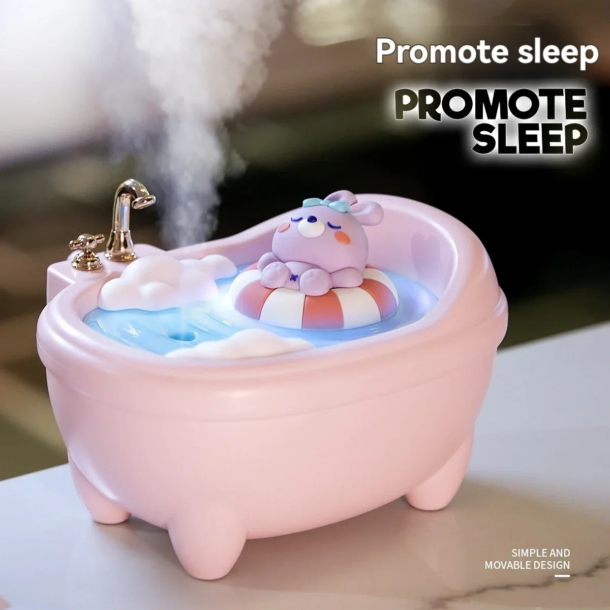 Cute Bathtub Humidifier Seven-Color Ambient Light Atomized Portable Humidifier Car Hydrator Desktop Spray Humidifier